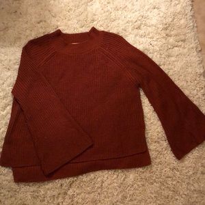 Red bell sleeve sweater